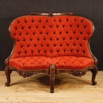 Italian corner sofa in walnut, mahogany and palisander