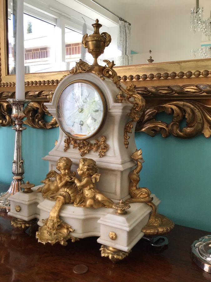 Regency Marble and Ormolu Bronze Mantel Clock