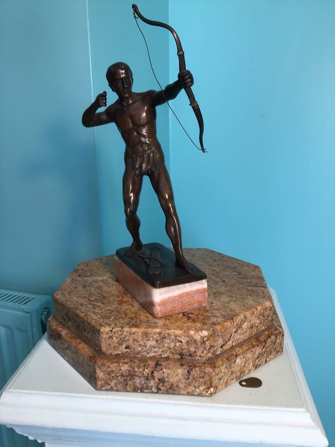 Antique Bronze Sculpture of an Archer