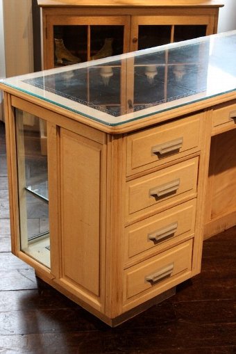 Antique Stylish 1930s English Bleached Desk / Display Cabinet