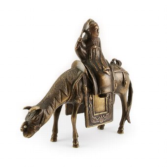 Antique Chinese bronze censer in form of Du Fu riding his mule