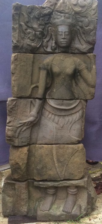 KHMER APSARA PILASTER, 12TH CENTURY
