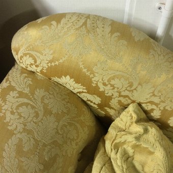 Antique Chaise Longue - Victorian stunning yellow Damask very original