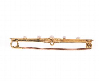 Antique Antique Victorian 15ct Gold Seed Pearl Bar Brooch