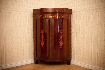 Unique Corner Dresser with Intarsias, Circa 1880