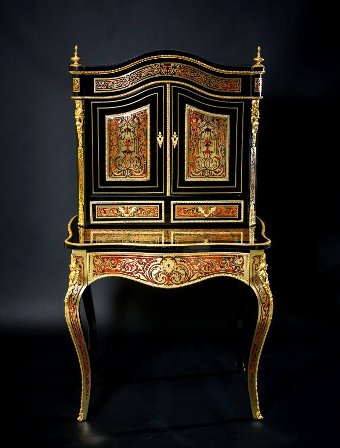 Unique Writing Desk with a Marquetry in the Boulle Style