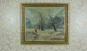 Winter Landscape, Oil Painting -- Signed, and Dated 1881