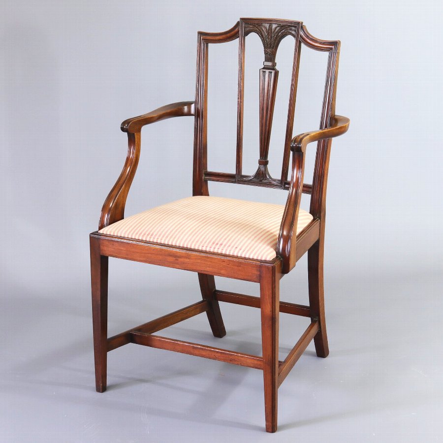Sheraton Revival Edwardian Mahogany Elbow Chair c1905