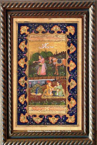 Miniature Antique Painting on paper with Gold