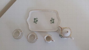 Antique Lefton white clover miniature tea set