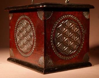 Antique A Dated Dutch Frisian Fine Chip carved Hardwood and Ebonised Foot Stove. Dated: 1902