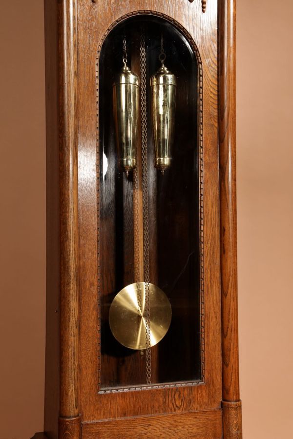 Antique Gustav Becker German Oak Gründerzeit/Historismus Longcase Clock Circa 1920