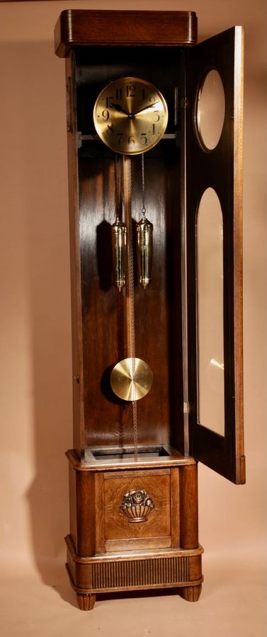 Antique Gustav Becker German Oak Gründerzeit/Historismus Longcase Clock Circa 1920