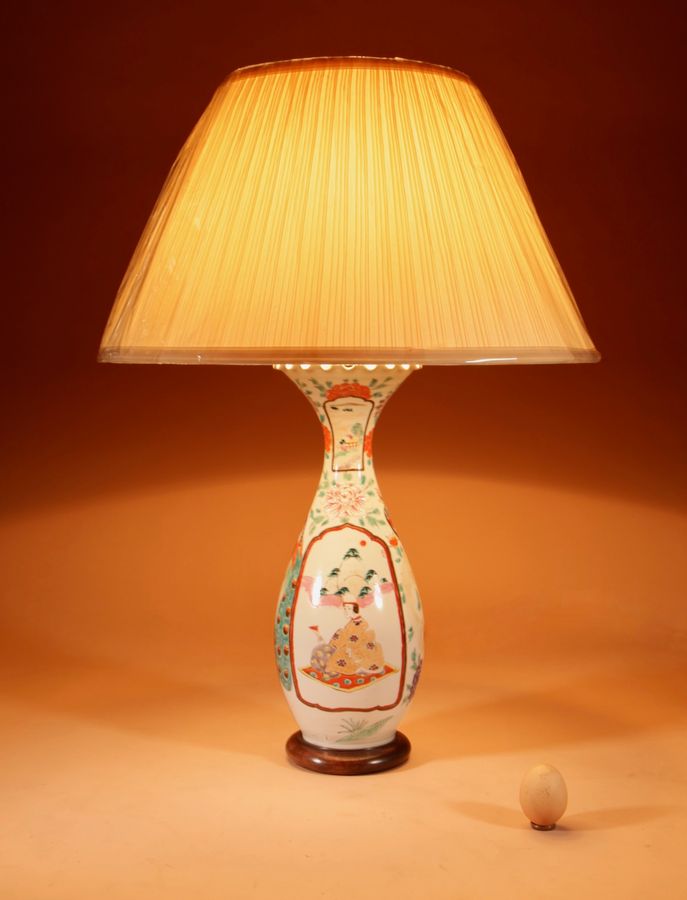 A Porcelain Japanese Hand Painted Table Lamp.