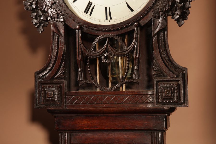 Antique Original Normandy Wedding Oak Longcase Clock circa 1820