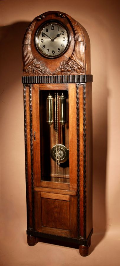 Jugendstil/ Art Deco Very Stylish Impressive Oak And Ebonised Longcase Clock.