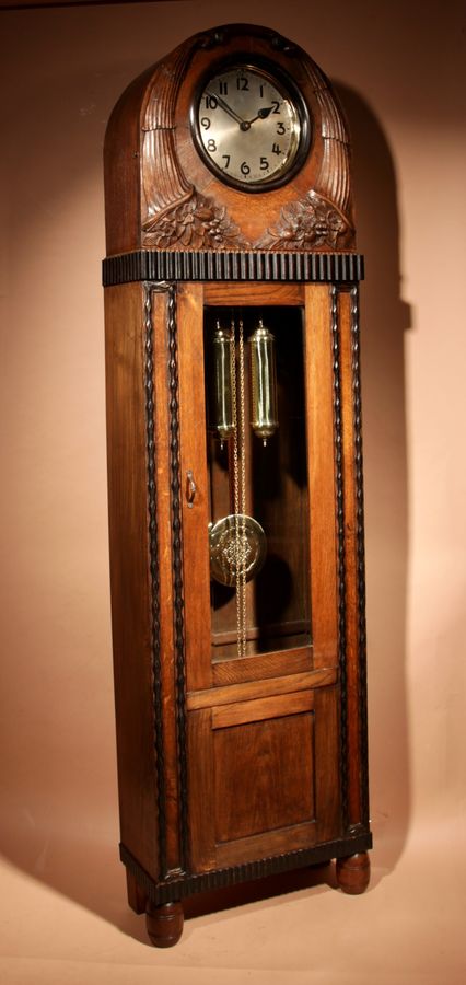 Antique Jugendstil/ Art Deco Very Stylish Impressive Oak And Ebonised Longcase Clock.