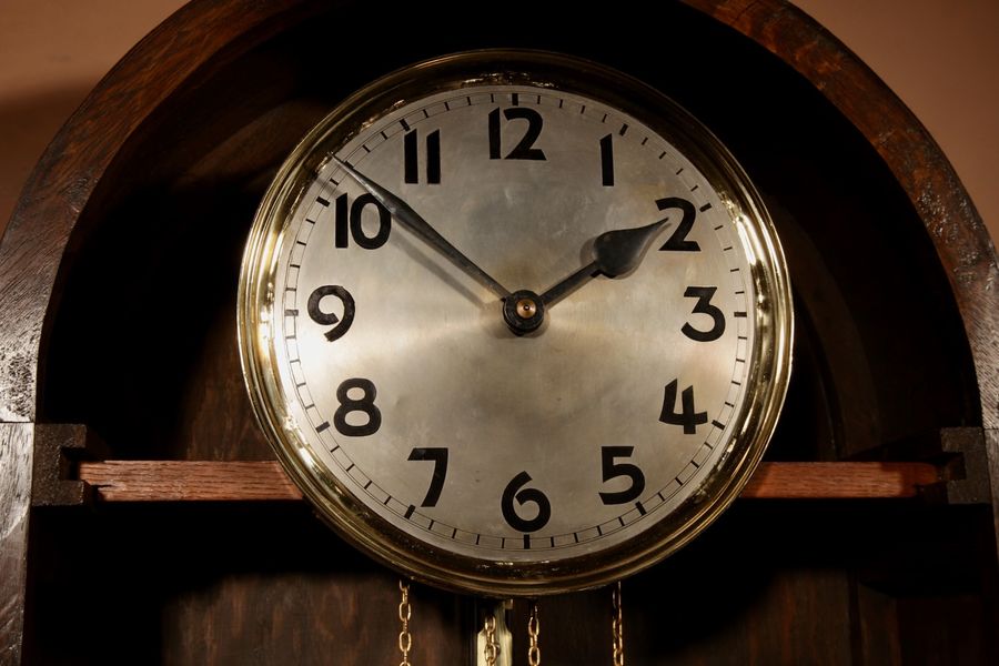 Antique Jugendstil/ Art Deco Very Stylish Impressive Oak And Ebonised Longcase Clock.