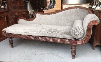 Superb Looking Original Regency Chaise Lounge. New Upholstery.