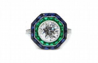 Diamond, Emerald  Sapphire Ring