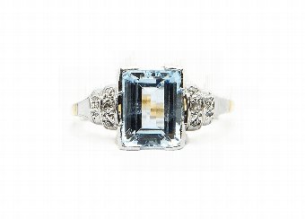 Aqua  Diamond Ring