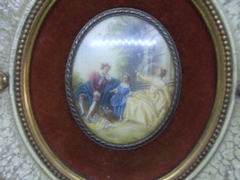 Antique  19th Century Miniature Painting  L'Innocent  in the manner of Nicolas Lancret