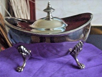 Victorian Silver Plate  Spoon Warmer on Lions Claw Feet