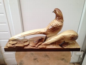 French 20th century ceramic figure of a pair of game birds in excellent condition, possibly pheasants 57cm by 31cm by 12cm