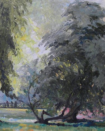 BARBARA LADY BRASSEY. THE SERPENTINE, LONDON. OIL ON PAPER