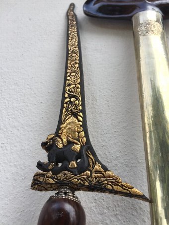 GOLD KERIS Golden Blade Knife Weapon Sword Kris Kriss Dagger Asia