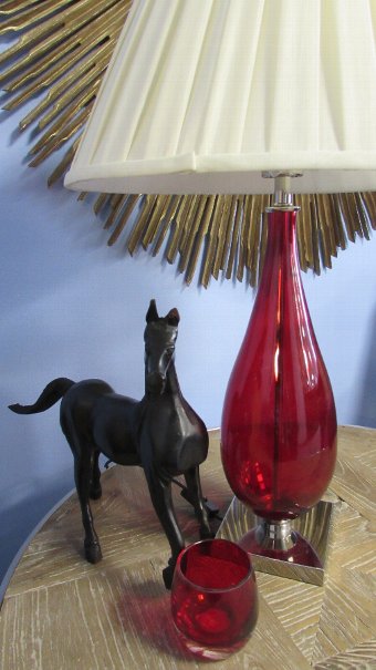 Ruby red teardrop lamps