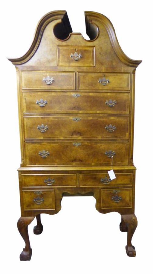Antique Queen Anne Revival Walnut Chest on Stand