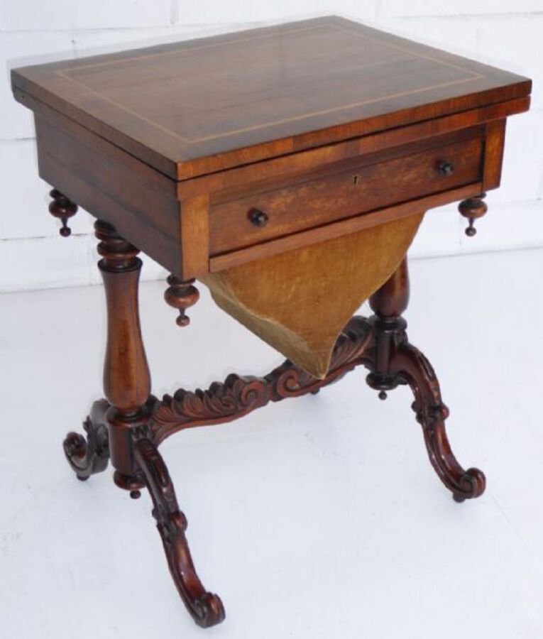 Victorian Rosewood Fold Over Games Table