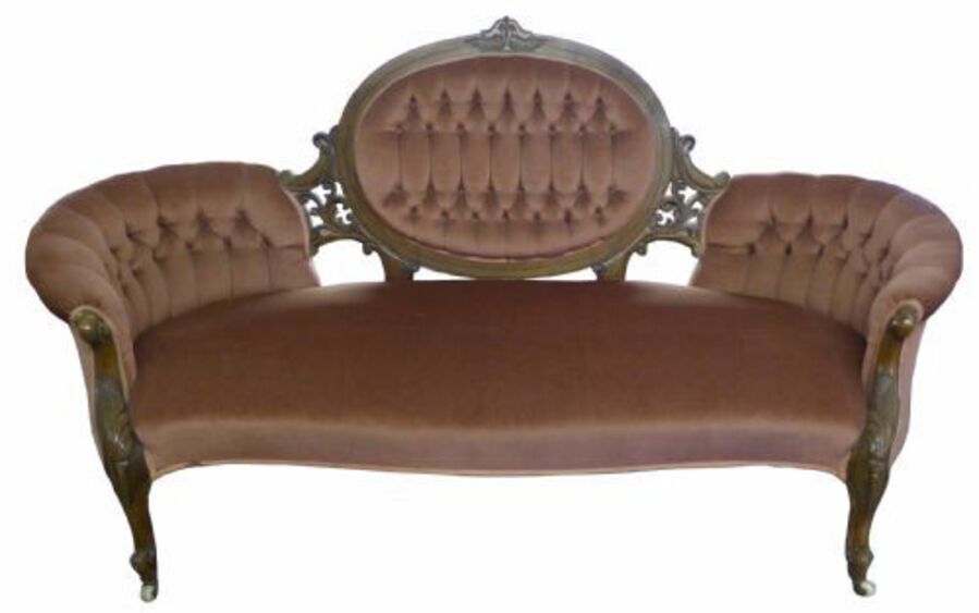 Original Victorian Walnut Double Ended Sofa