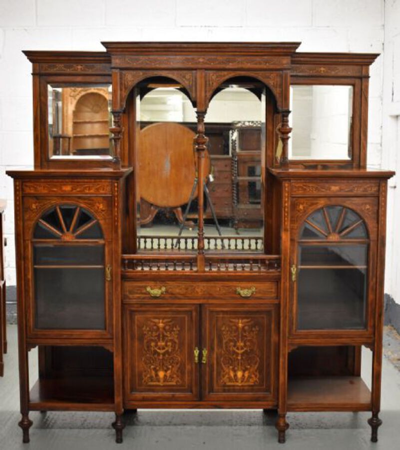 Victorian Rosewood and Marquetry Display Cabinet