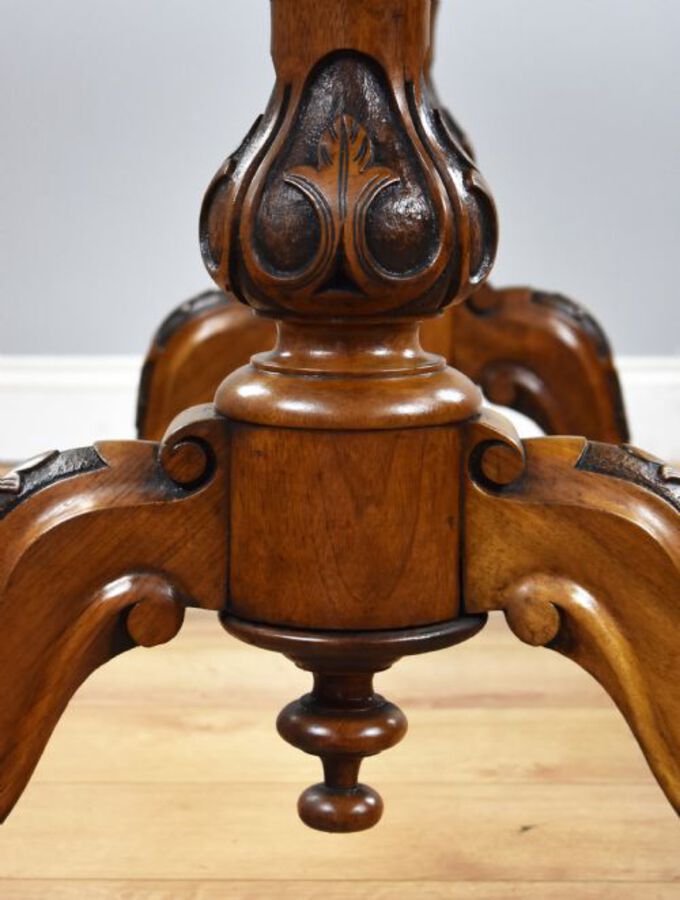 Antique Victorian Burr Walnut Stretcher Table