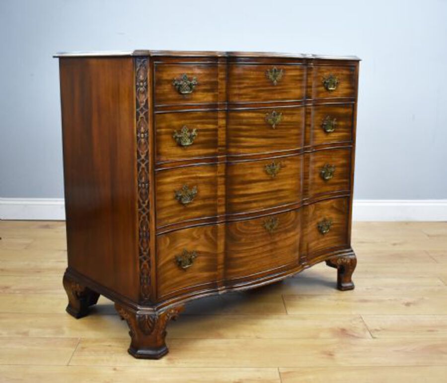 George III Style Waring and Gillow Mahogany Serpentine fronted Chest of Drawers