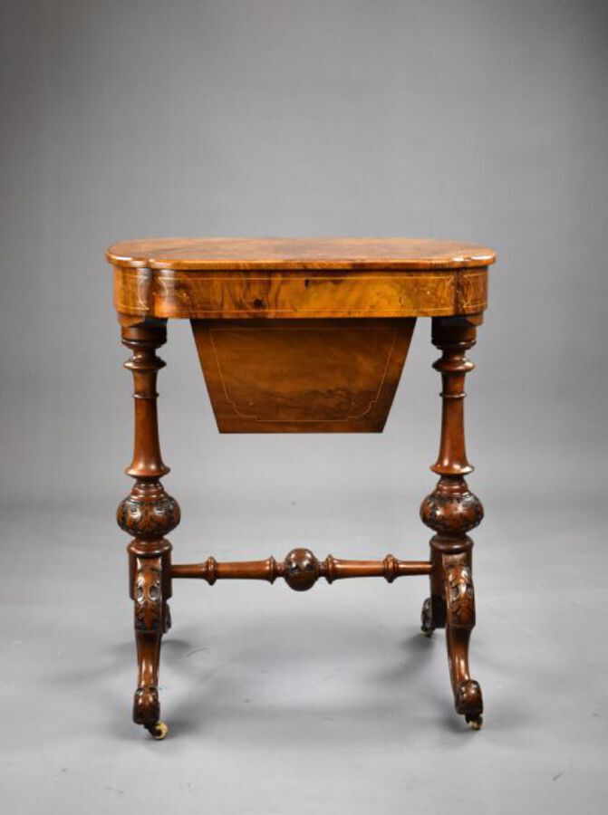 Antique Victorian Burr Walnut Work Table