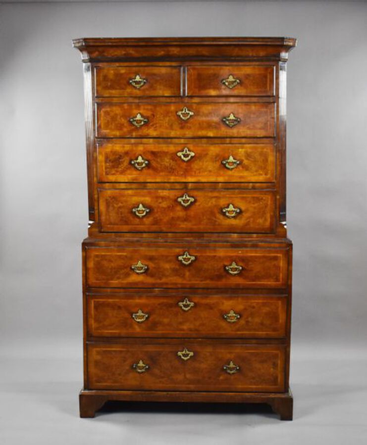 George II Burr Walnut Chest on Chest