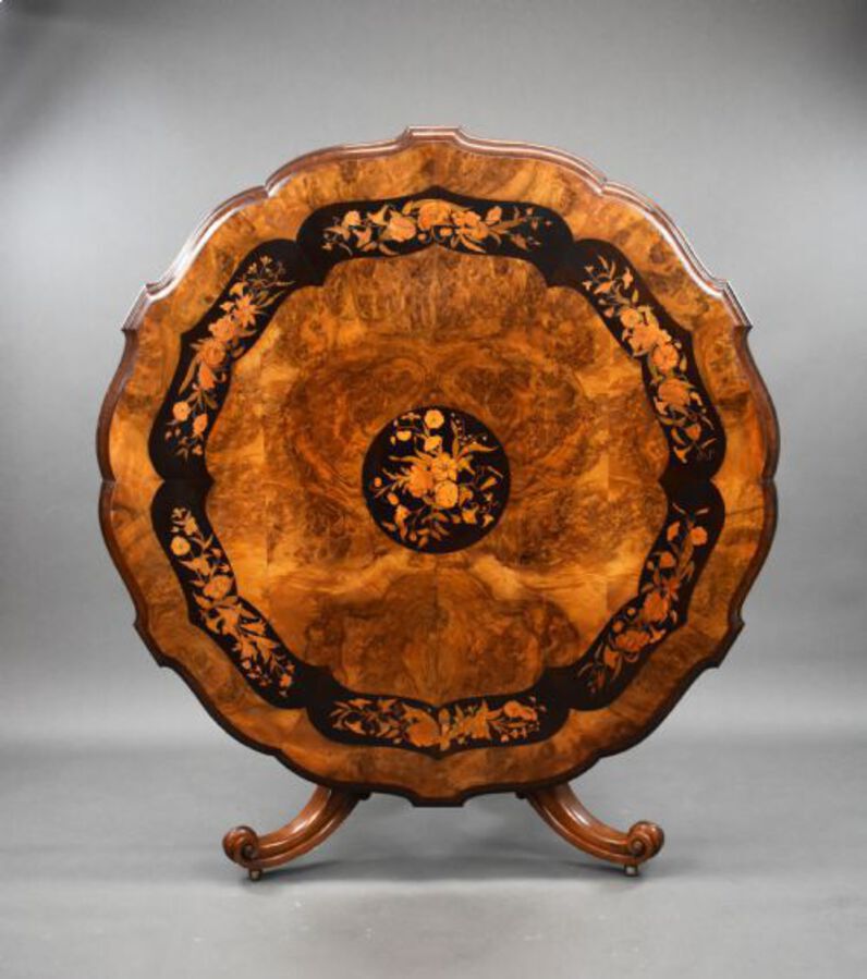Victorian Burr Walnut and Marquetry Breakfast Table by John Kendal