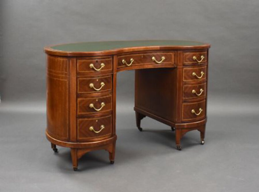 Victorian Mahogany Kidney Shaped Desk by Wolfe & Hollander