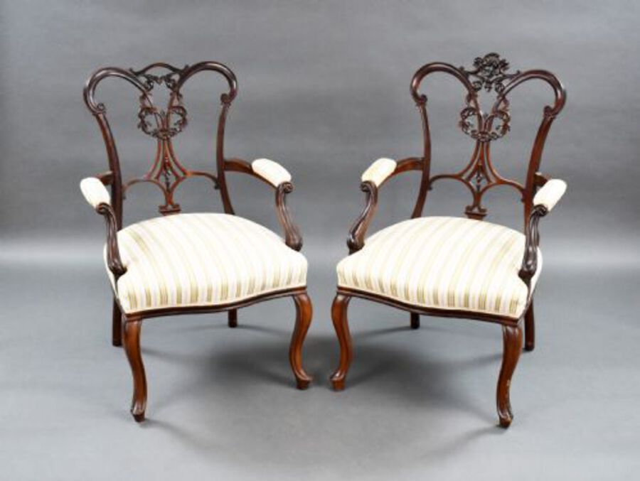 Pair of Victorian Mahogany Armchairs