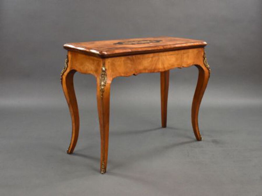Victorian Burr Walnut Marquetry Inlaid Card Table