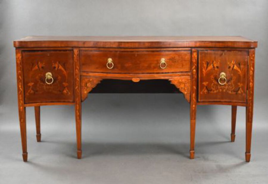 Edwardian Mahogany Inlaid Serpentine Sideboard