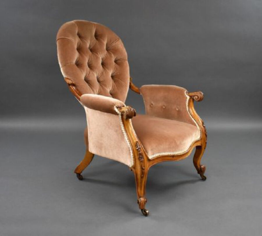 Victorian Walnut Carved Armchair