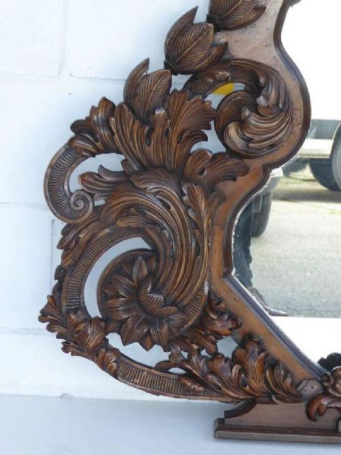 Antique 19th Century Heavily Carved Mirror