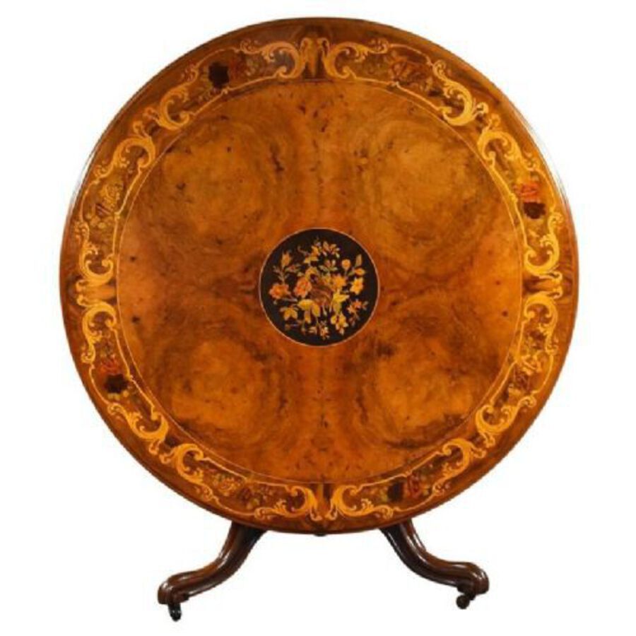Victorian Walnut & Marquetry Circular Breakfast Table