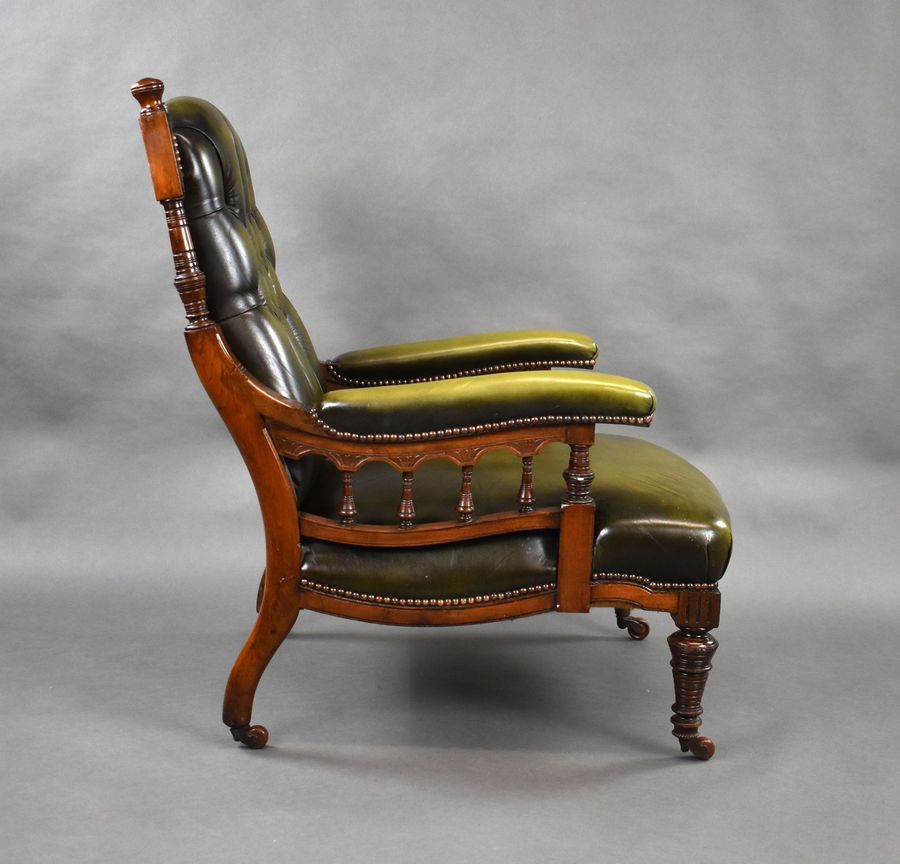 Antique Victorian Mahogany Leather Armchair