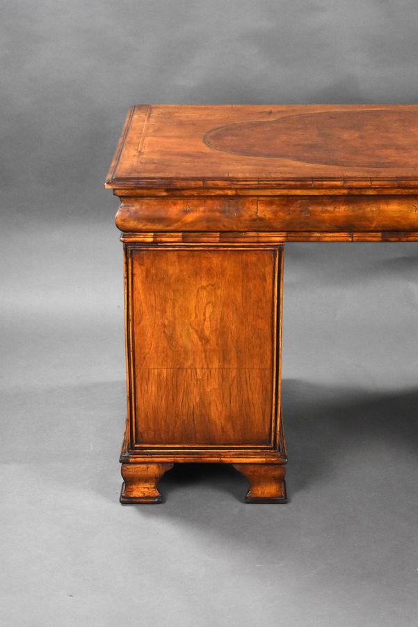 Antique Antique Figured Walnut Pedestal Desk