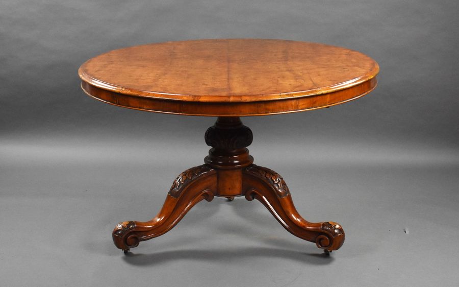 Antique Victorian Burr Walnut Round Breakfast Table
